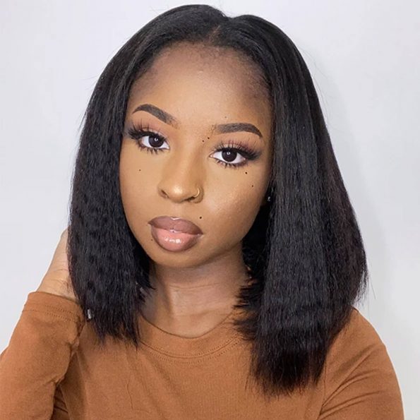 Kinky Straight U Part Bob Wig Yaki Human Hair Wigs 150% Density