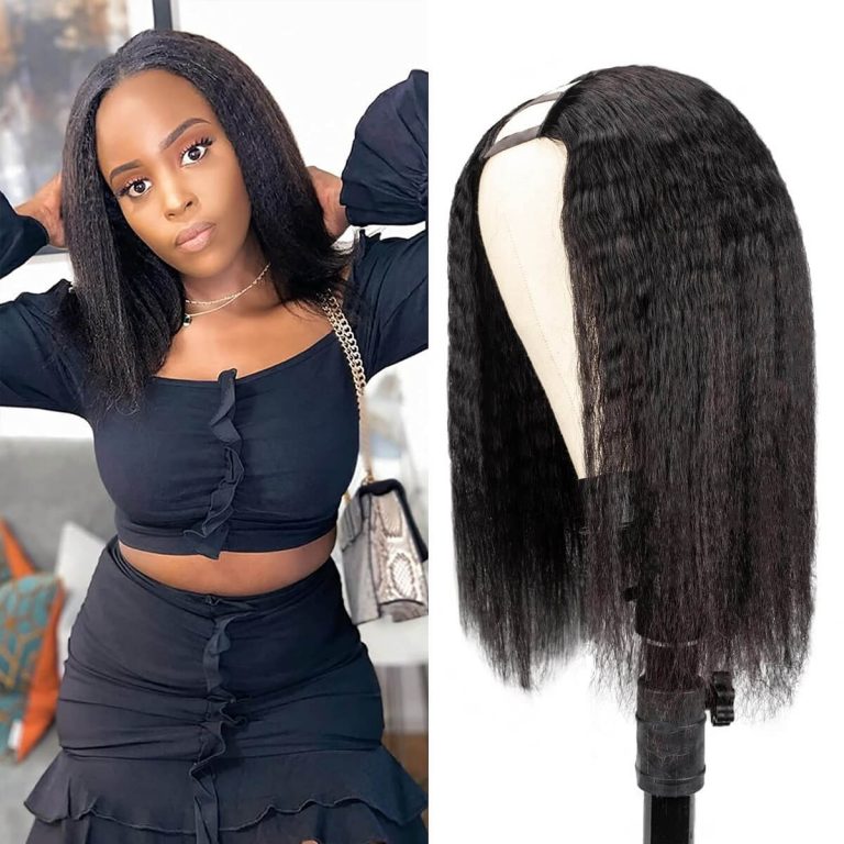 Kinky Straight U Part Bob Wig Yaki Human Hair Wigs 150% Density