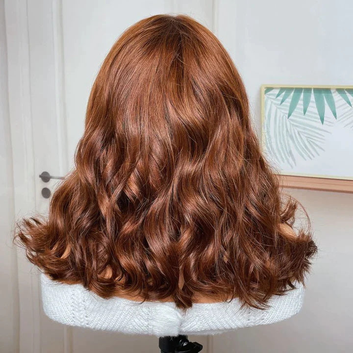 [Buy 1 Get 1 Free] Rose Hair 4x4 Lace Wig Chocolate Brown Color Loose Wave +10&quot; T Part Bob Wig 150% Density No Code Needed