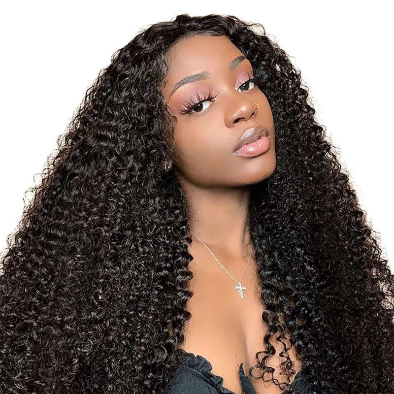 Rose Hair 5x5 HD Lace Closure Wig Afro Kinky Curly Glueless Clear Lace Wigs 180% Density