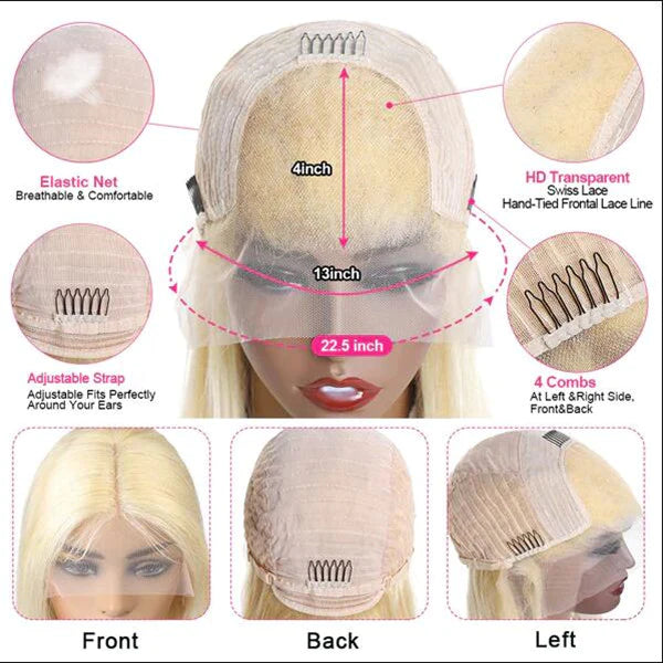 P4/27/613 Ombre Colored Highlight Human Hair Wig 13x4 HD Straight Lace Front Wigs