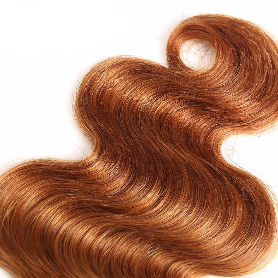 10A Grade 3 Bundles T1B/4/30 Color Brazilian Virgin Hair With 1 PCS Per Plucked 4*4 Lace Closure - Rose Hair