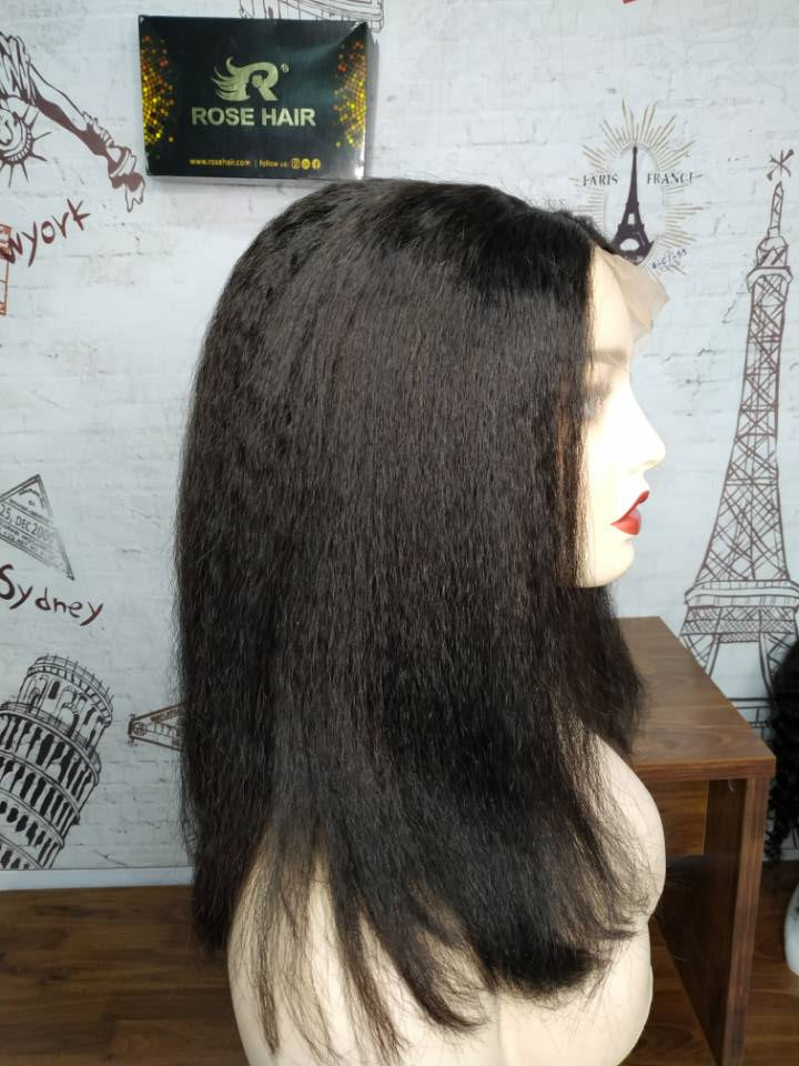 Rose Hair Best Human Hair Yaki Bob Wig 13*6 Lace Frontal Wig Human Hair - Rose Hair