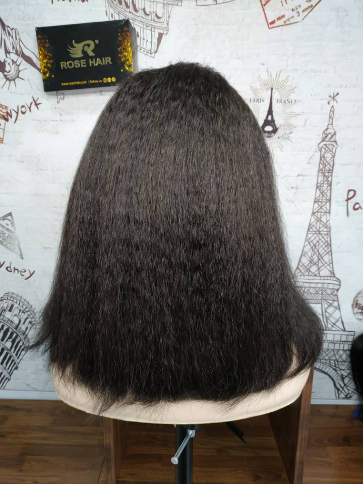 Rose Hair Best Human Hair Yaki Bob Wig 13*6 Lace Frontal Wig Human Hair - Rose Hair