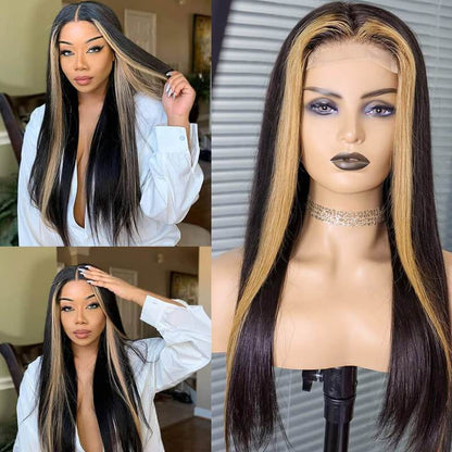 Skunk Stripe Wig Body Wave Wig Highlight Tl27 Ombre Color 13x4 HD Lace Front Wig 100% Virgin Human Hair Wig Rosehair