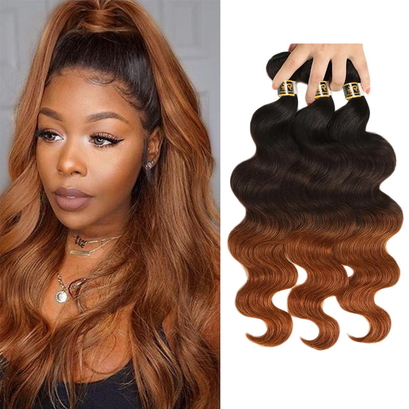 10A Grade 3PCS T1B/4/30 / T1B/30 Color Best Brazilian Virgin Hair Bundles Body Wave/Straight Hair - Rose Hair