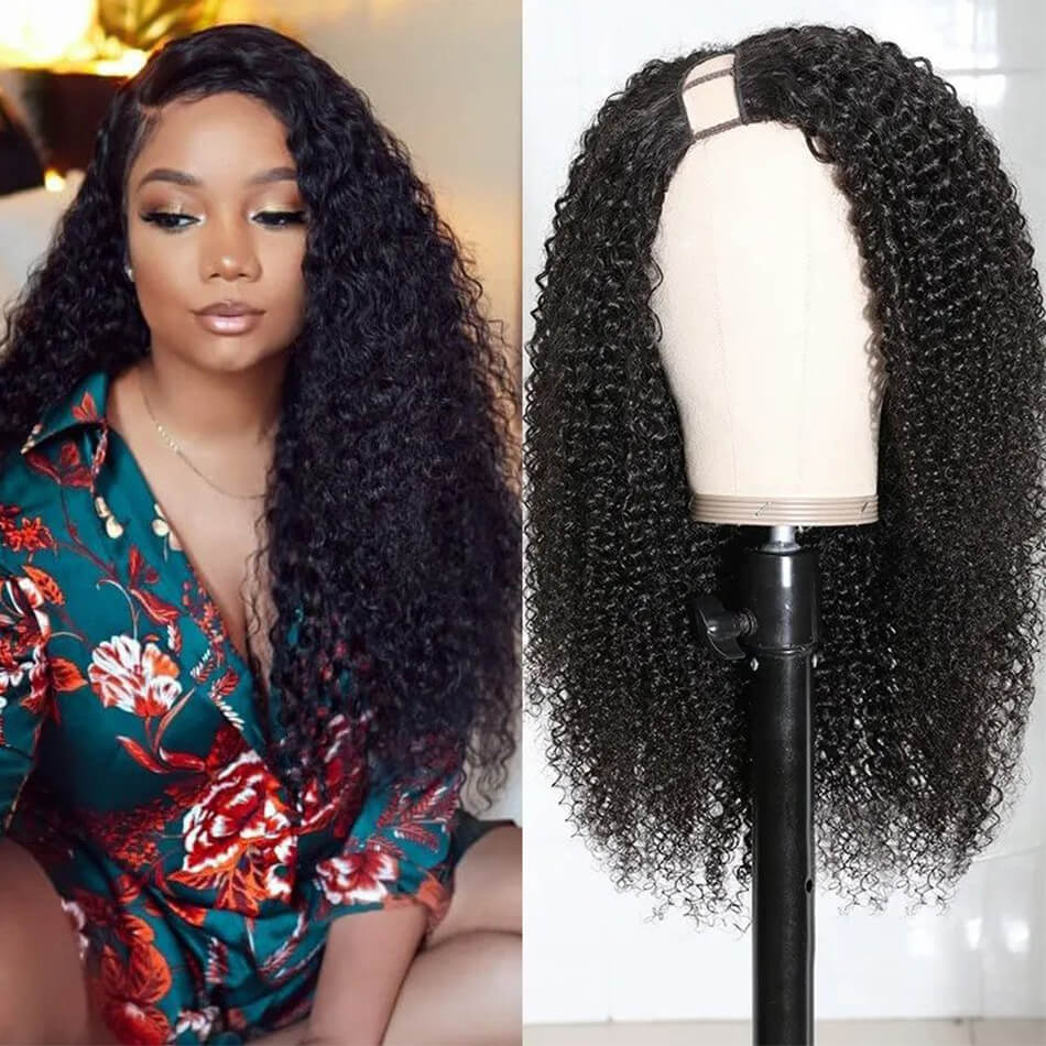 RoseHair U Part Kinky Curly Wig Super Easy Affordable Human Hair Wig - Rose Hair