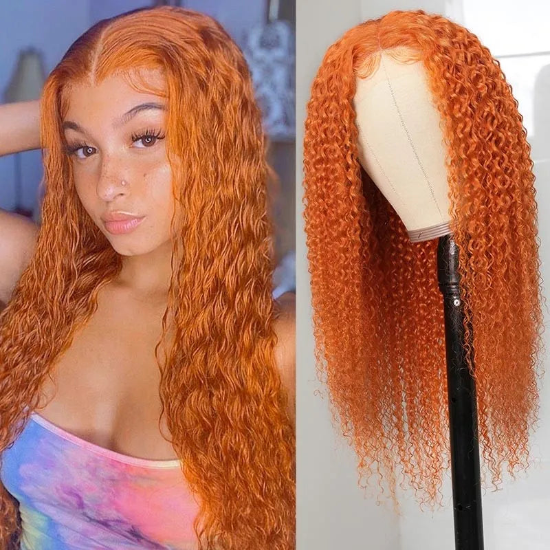 Best Ginger Color 13x4 Lace Front Wig Human Hair Deep Wave Beautiful Hair Colored Wigs