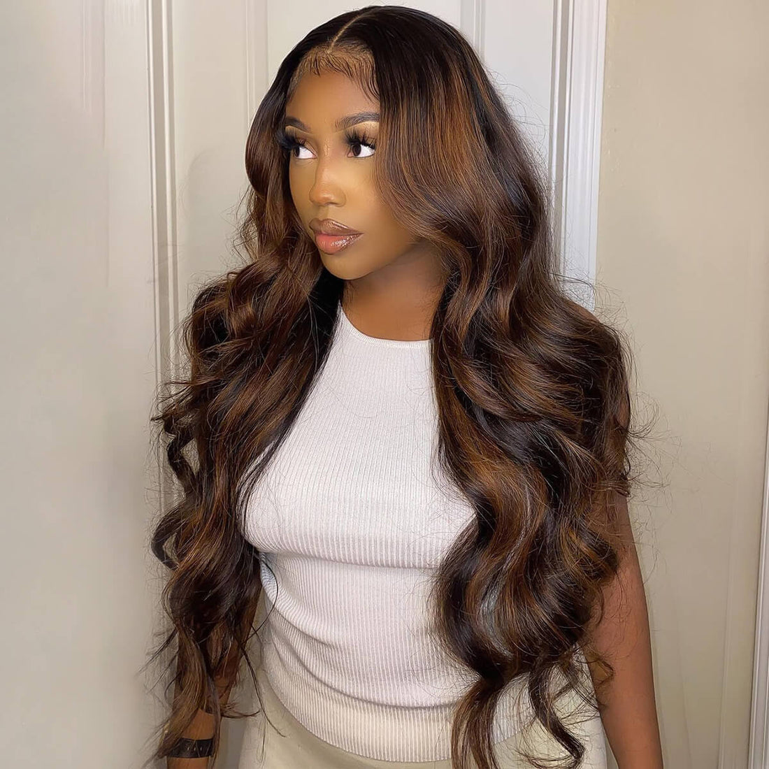Highlight Body Wave Wig 13×4 Glueless Lace Front Wig Colored Human Hair Lace Wig