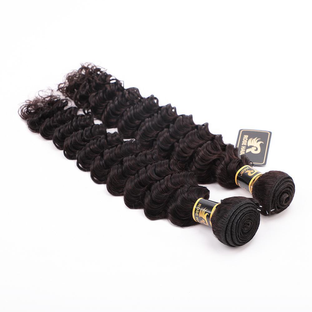 10A Grade 3PCS Deep Wave Best Brazilian Virgin Hair Bundles - Rose Hair