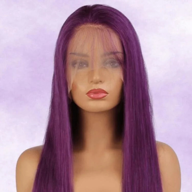 Rose Hair Purple Color Straight Hair 13x4 lace Front Wig Human Hair Wig For Black Women