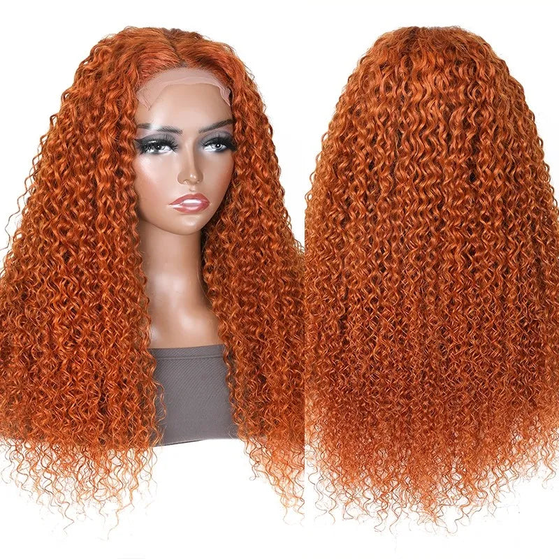 Rose Hair Ginger Color Jerry Curly T Part Wig Human Hair Wig