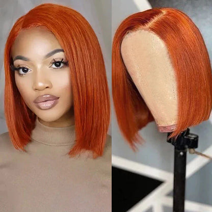 Rose Hair Ginger Color Straight Hair 13x4 Lace Bob Wig Human Hair Wig