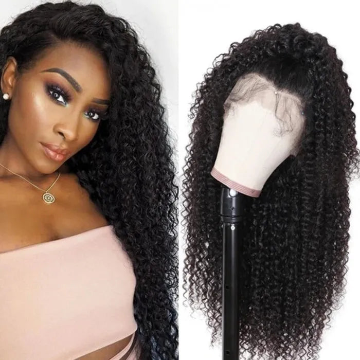 Rose Hair Natural Curly Hair 13x4 HD Glueless Lace Frontal Wig 100% Human Hair 200% Density