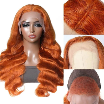 Rose Hair Ginger Color Body Wave 13x4 Lace Front Wig With Baby Hair Human Hair Wig For Women