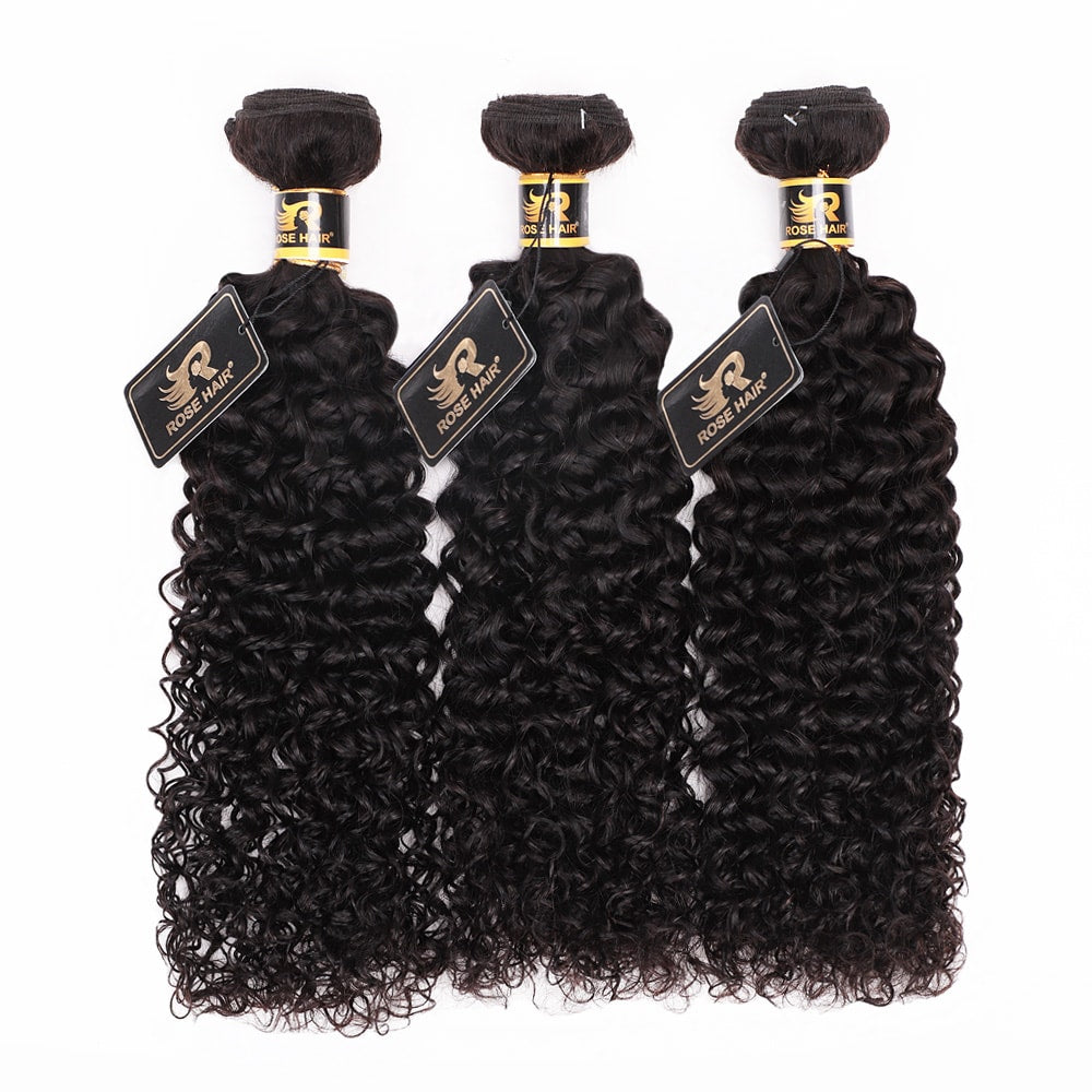 10A Grade 3PCS Kinky Curly Best Brazilian Virgin Hair Bundles - Rose Hair