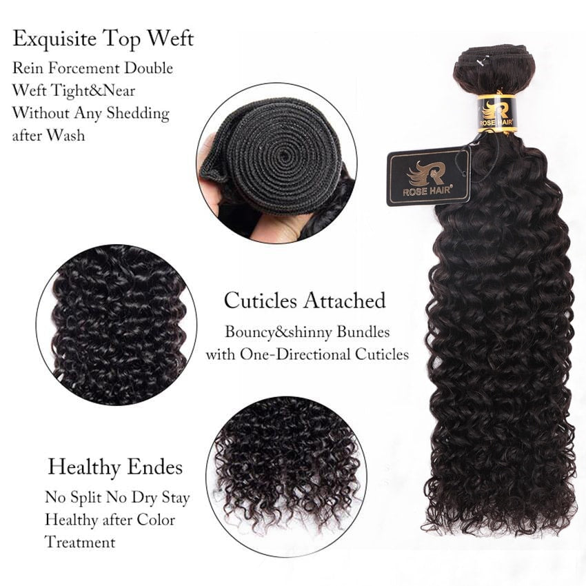 10A Grade 3PCS Kinky Curly Best Brazilian Virgin Hair Bundles - Rose Hair
