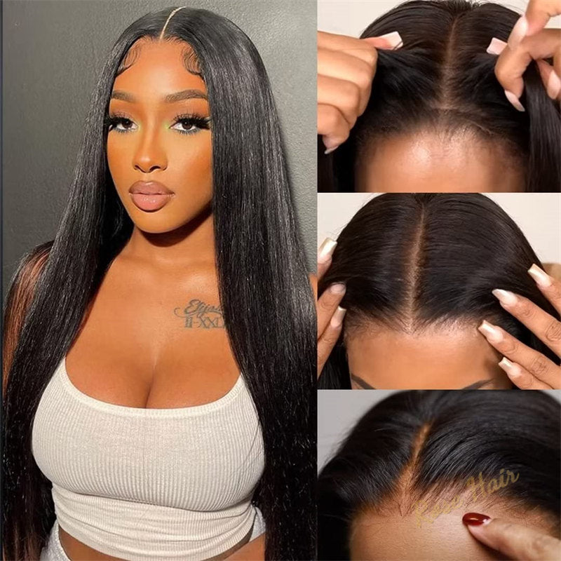 Rose Hair Straight HD Lace Wigs For Women Wear &amp; Go Glueless No Glue Lace Pre Cut Wig Human Hair Wigs