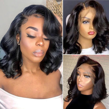 Short Wavy Wave Bob Wig 13×4 Lace Front Human Hair Wigs For Black Women