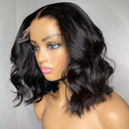 Short Wavy Wave Bob Wig 13×4 Lace Front Human Hair Wigs For Black Women