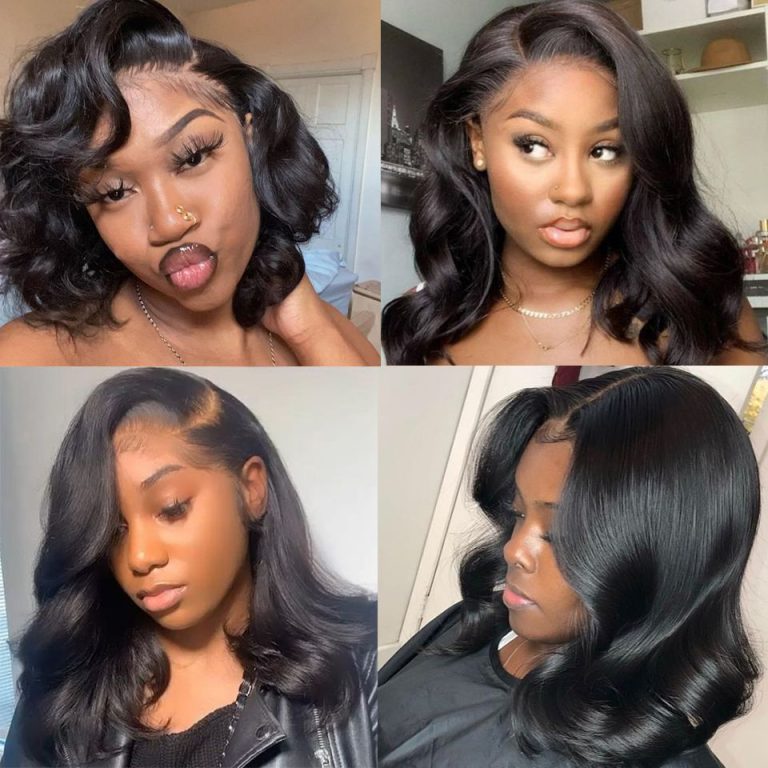 Short Wavy Wave Bob Wig 13×4 Lace Front Human Hair Wigs For Black Women