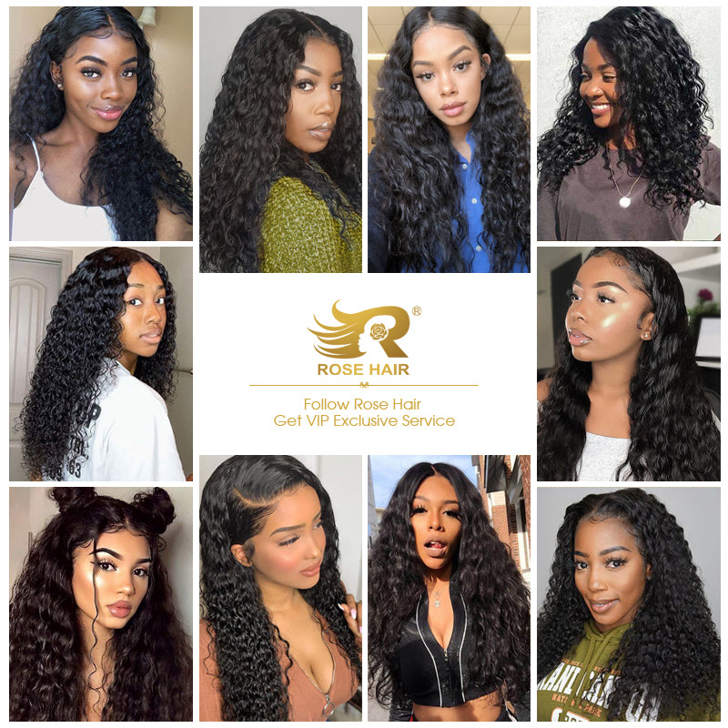 10A Grade 3 Bundles Brazilian Virgin Hair With 1 PCS Per Plucked 360 Lace Frontal Water Wave - Rose Hair