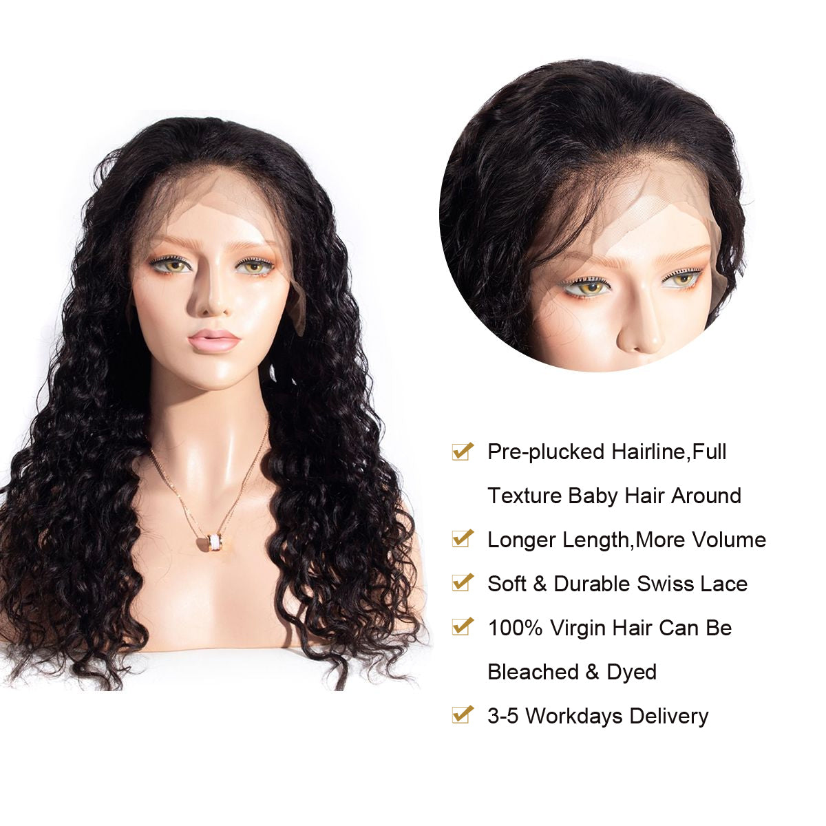 Pre Plucked Swiss 360 Lace Water Wave Wig Best Brazilian Human Virgin RoseHair Wig - Rose Hair