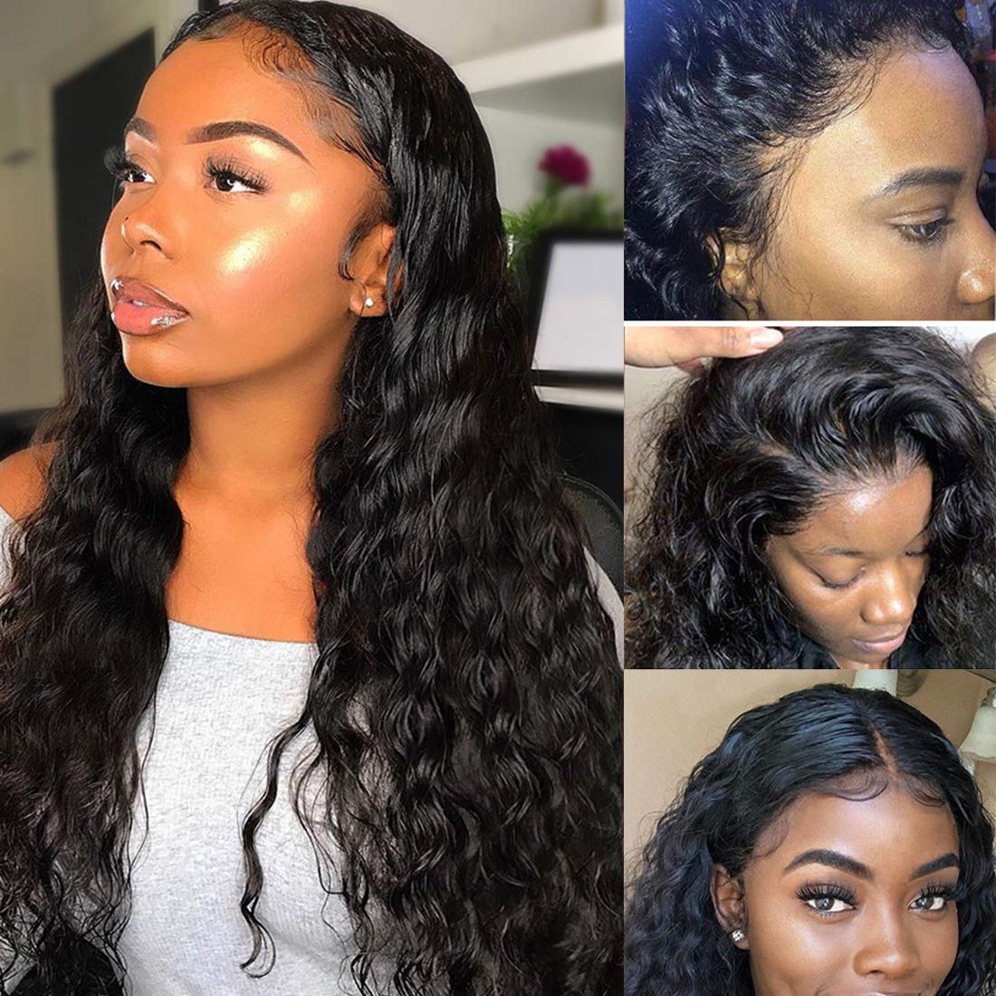 Rose Hair Full Lace Best Brazilian Virgin Human Hair Water Wave Gorgeous Soft Hair Wig - Rose Hair