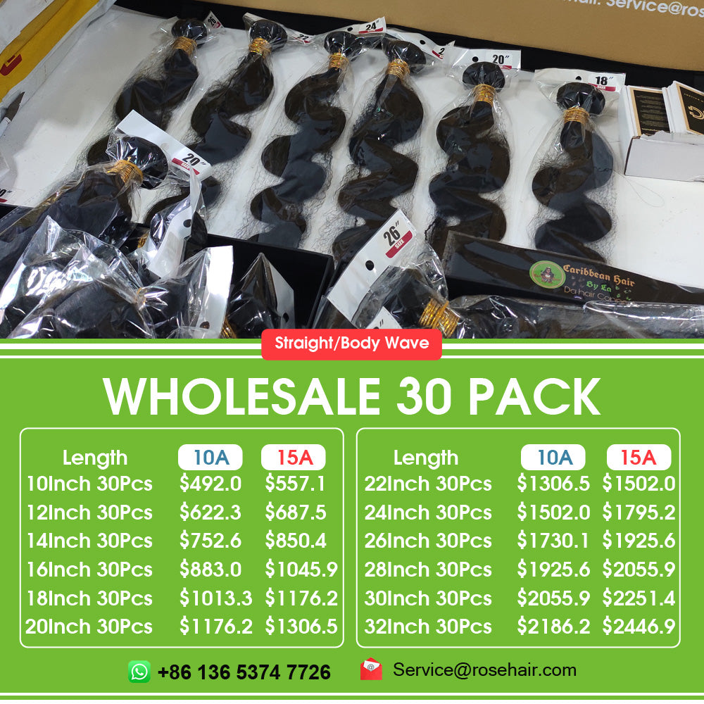 Wholesale 10A Grade Hair Bundles Virgin Human Hair Bundles 30 Pieces Straight - Rose Hair